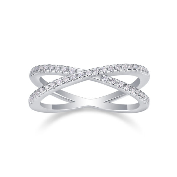 Double Band Diamond Ring Luxury Fashion Set Moissanite Silver Ring - Image 5