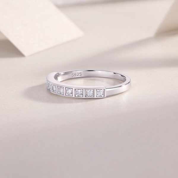 Diamond Ring Luxury Fashion Set Moissanite Silver Ring - Image 5