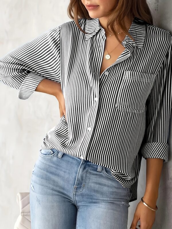 Classic Striped Casual, Business, Versatile Four Seasons Can Wear A Long-sleeved Shirt. - Image 7