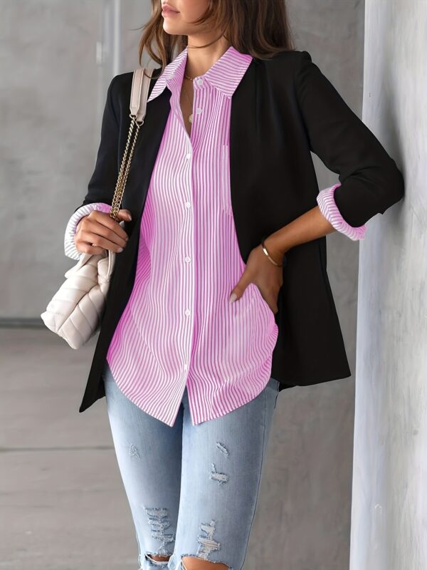 Classic Striped Casual, Business, Versatile Four Seasons Can Wear A Long-sleeved Shirt. - Image 4