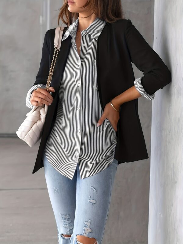 Classic Striped Casual, Business, Versatile Four Seasons Can Wear A Long-sleeved Shirt. - Image 2