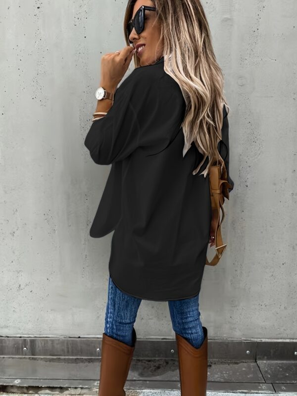 Simple Casual Long Sleeve Shirt With Pocket - Image 9