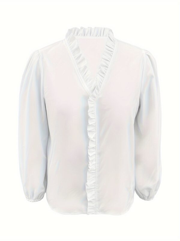 Plus Size Women's Ruffled Casual Long-sleeved Shirt - Image 4