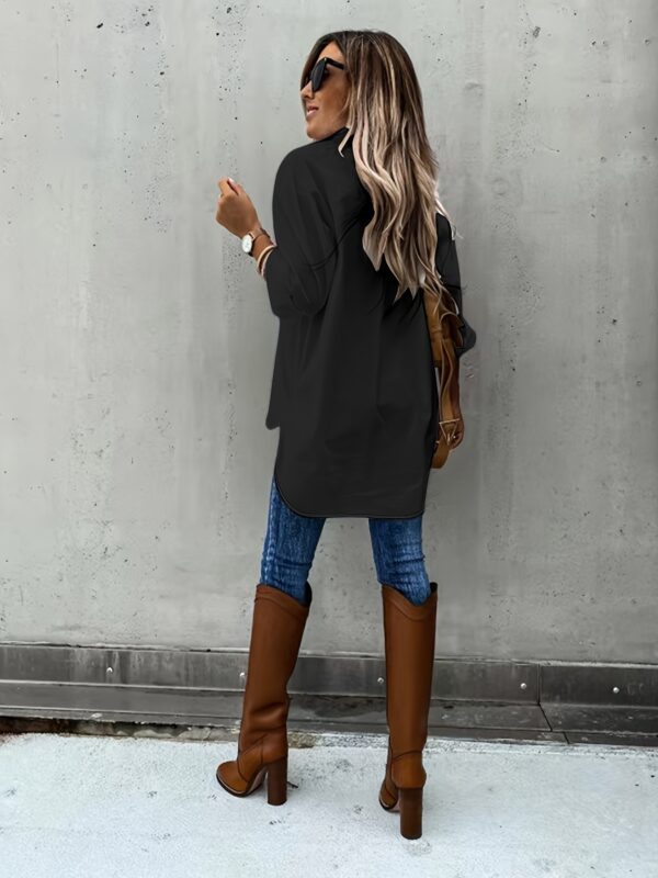 Simple Casual Long Sleeve Shirt With Pocket - Image 10