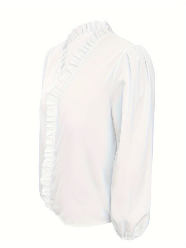 Plus Size Women's Ruffled Casual Long-sleeved Shirt - Image 3