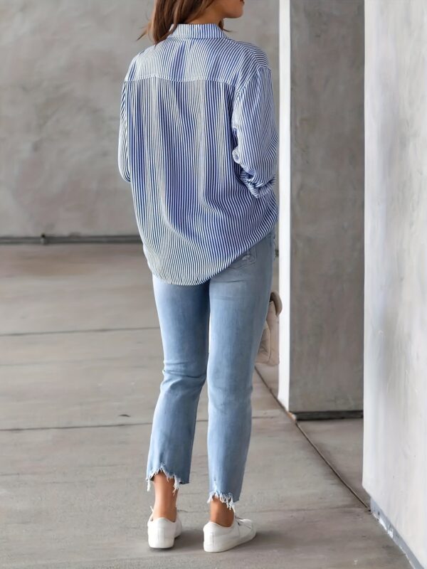 Classic Striped Casual, Business, Versatile Four Seasons Can Wear A Long-sleeved Shirt. - Image 3