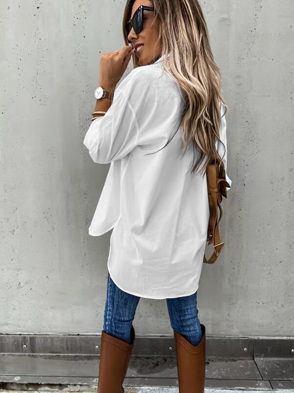 Simple Casual Long Sleeve Shirt With Pocket - Image 4