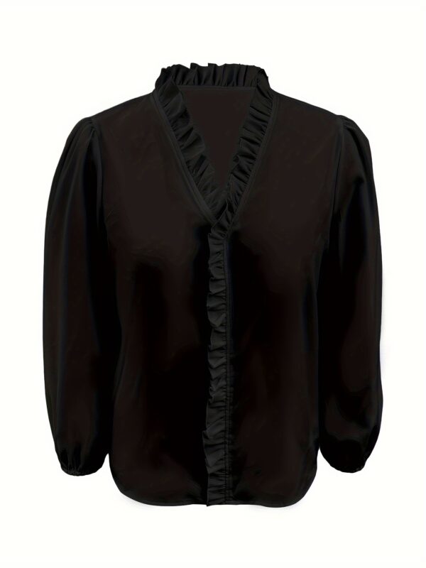 Plus Size Women's Ruffled Casual Long-sleeved Shirt - Image 8